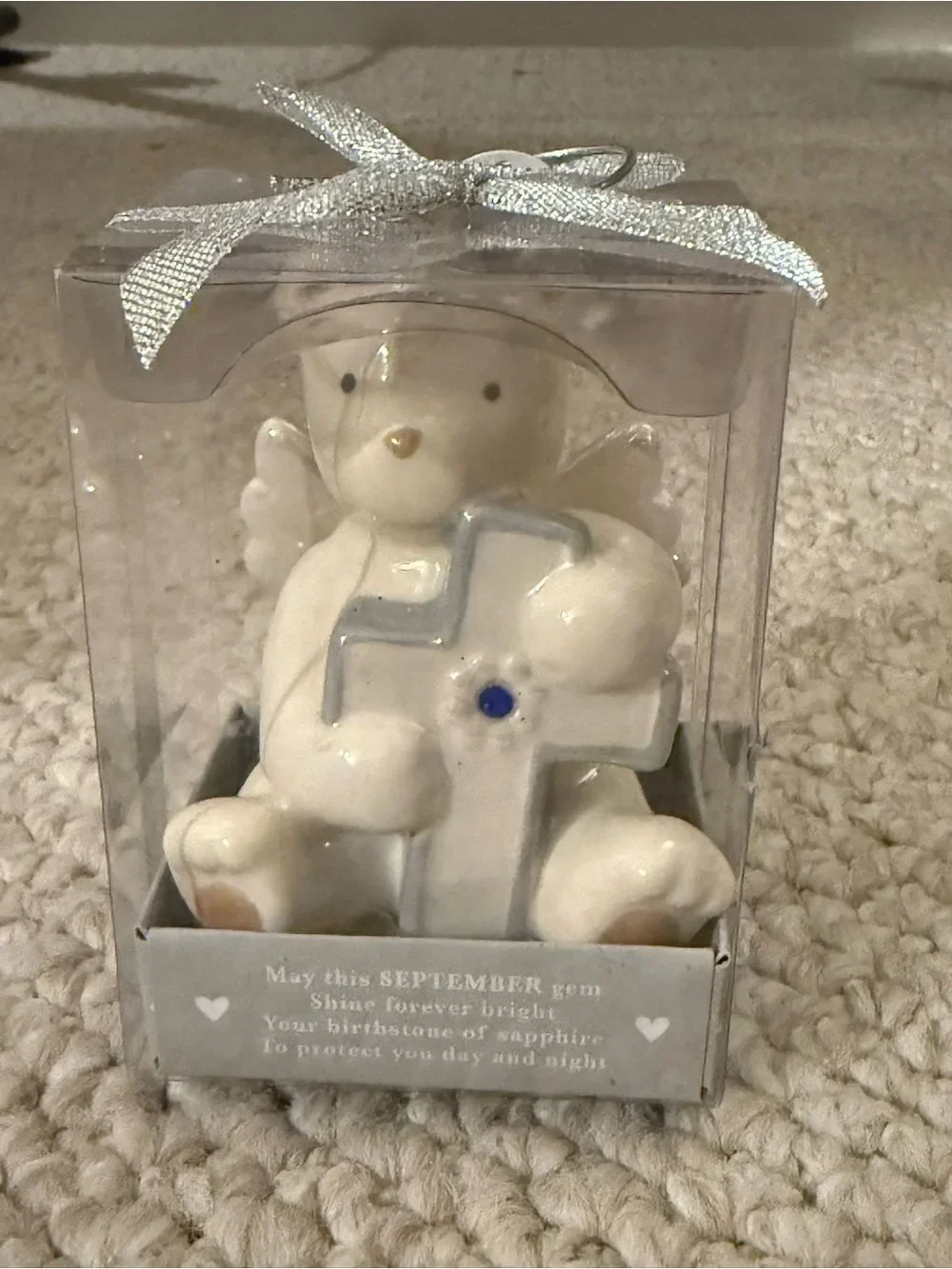 Grasslands Road White Ceramic Bear Angle Figurine Month of September COLLECTOR’s